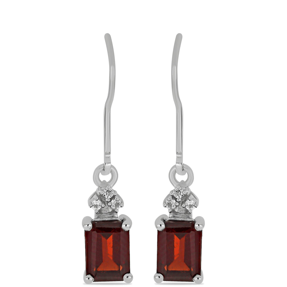 Cercei din Argint 925 ( 2.03 grame ) cu Granat Barton și Topaz Alb 2.46 Carate 1 