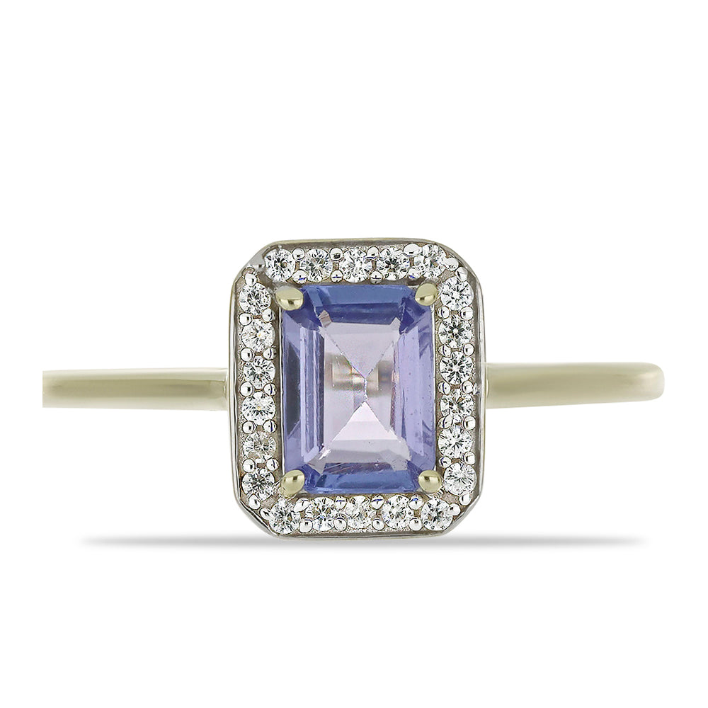 Inel din Aur de 9K ( 1.81 grame ) cu Tanzanit AAA și Zircon Alb Natural 1.15 Carate 1 