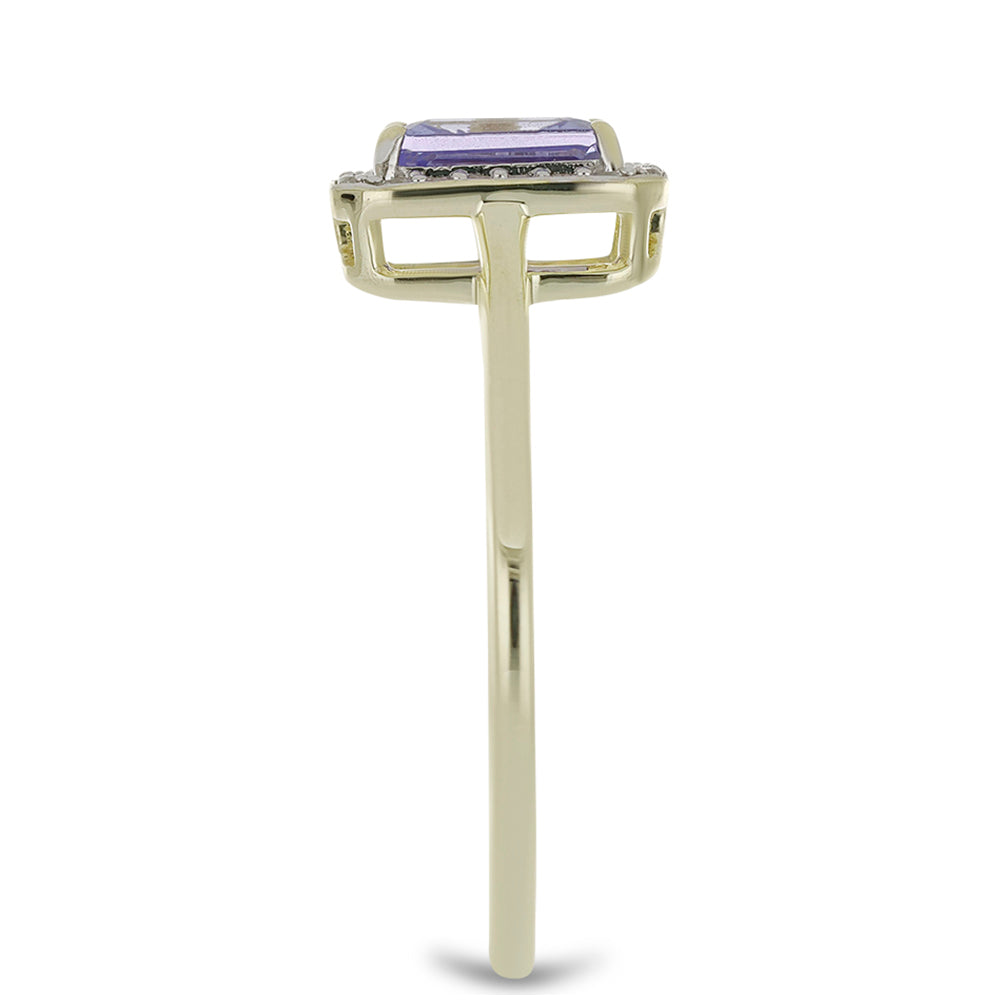 Inel din Aur de 9K ( 1.81 grame ) cu Tanzanit AAA și Zircon Alb Natural 1.15 Carate
