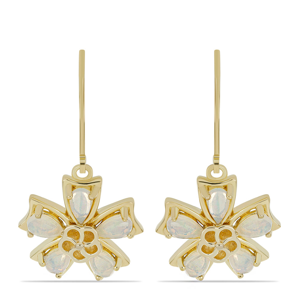 Cercei din Argint 925 Placat cu Aur ( 5.01 grame ) cu Opal Etiopian Lega Dembi 1.31 Carate 1 