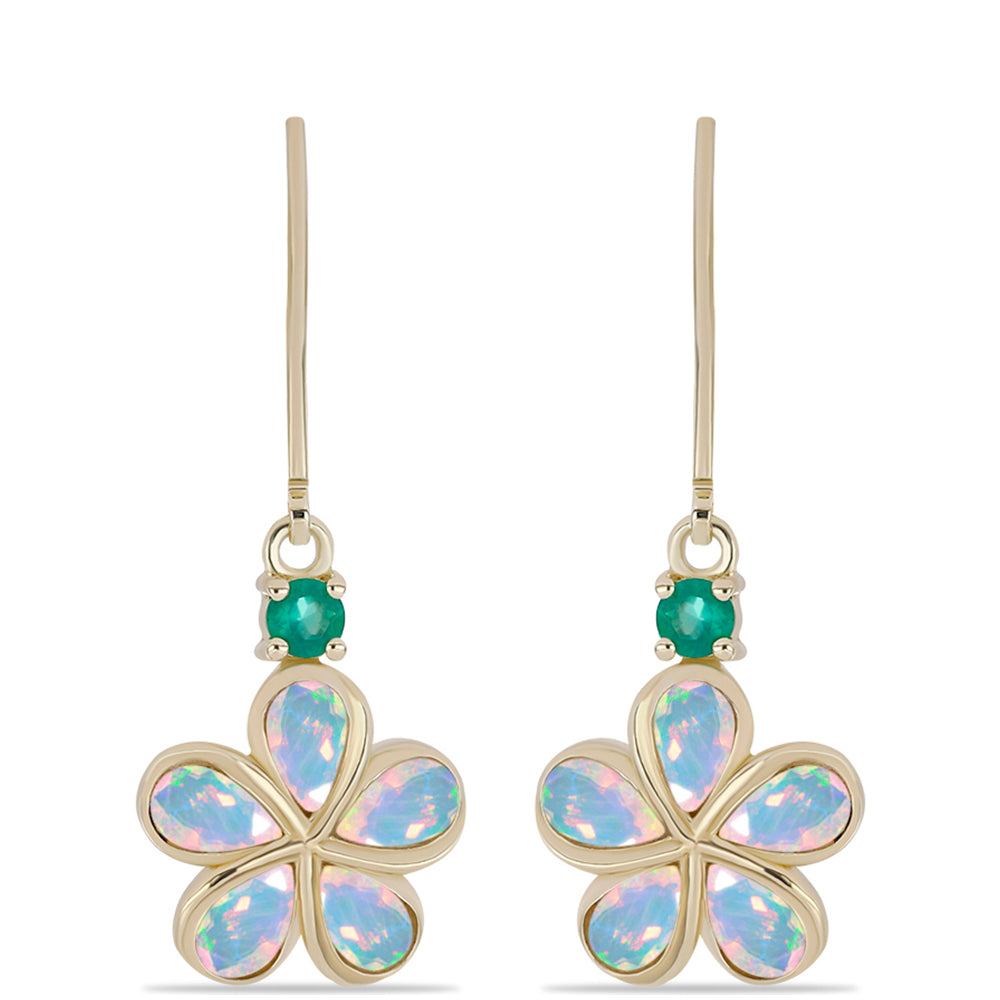 Cercei din Argint 925 Placat cu Aur ( 3.98 grame ) cu Agat Verde și Opal Etiopian Lega Dembi 1.54 Carate 1 