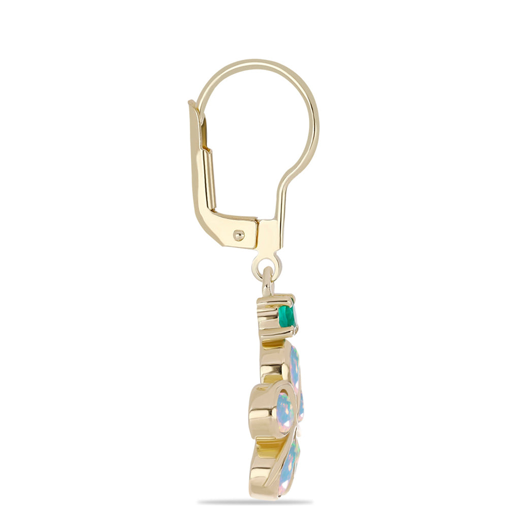 Cercei din Argint 925 Placat cu Aur ( 3.98 grame ) cu Agat Verde și Opal Etiopian Lega Dembi 1.54 Carate