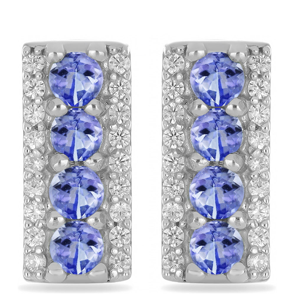 Cercei din Argint 925 ( 3.56 grame ) cu Tanzanit și Topaz Alb 1.45 Carate 1 