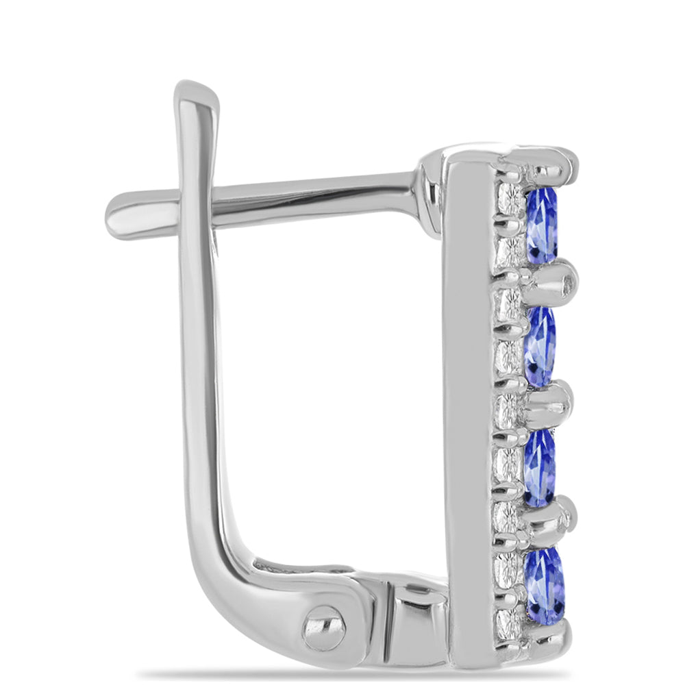 Cercei din Argint 925 ( 3.56 grame ) cu Tanzanit și Topaz Alb 1.45 Carate 2 