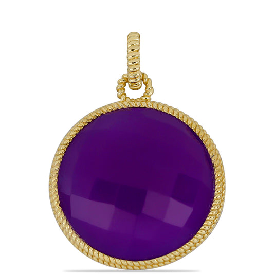 Pandantiv din Argint 925 Placat cu Aur ( 0.57 grame ) cu Agat Violet 8.85 Carate