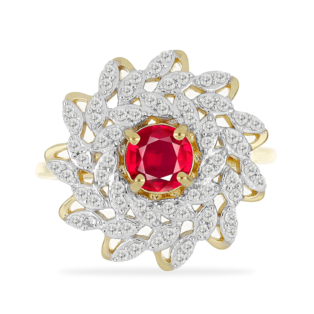 Inel din Argint 925 Placat cu Aur ( 3.27 grame ) cu Rubin Malagasy și Topaz Alb 1.82 Carate