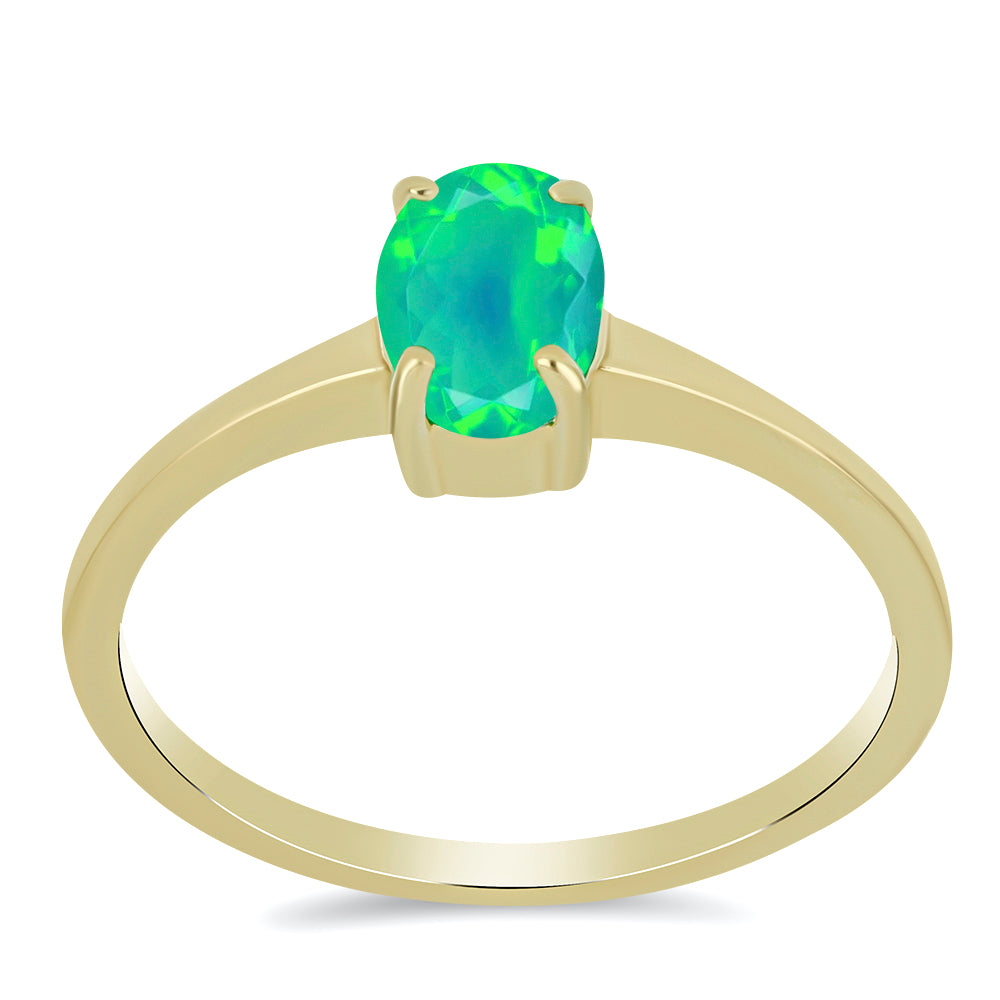 Inel din Argint 925 Placat cu Aur ( 1.65 grame ) cu Opal Verde Etiopian Lega Dembi 0.46 Carate