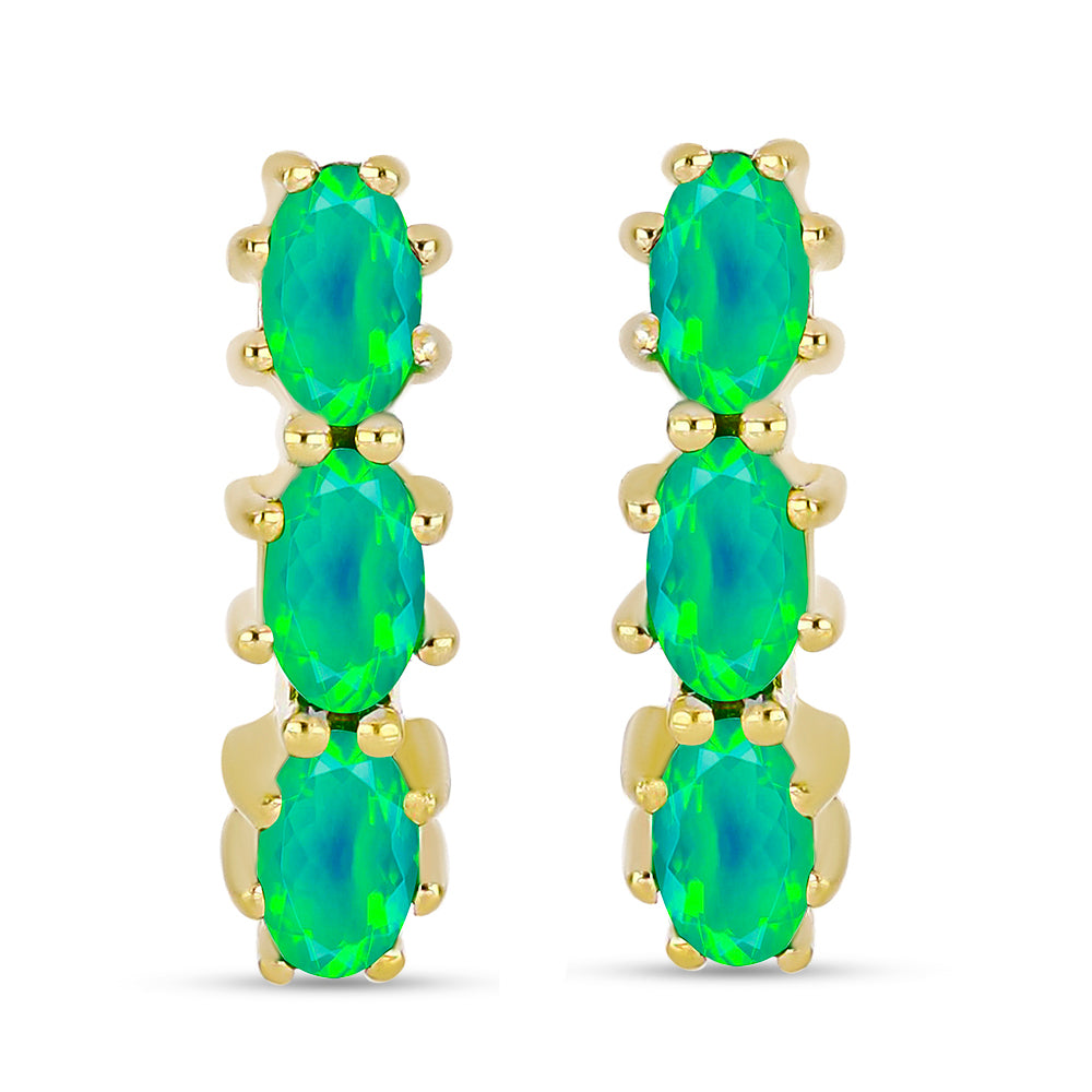 Cercei din Argint 925 Placat cu Aur ( 2.88 grame ) cu Opal Verde Etiopian Lega Dembi 0.96 Carate