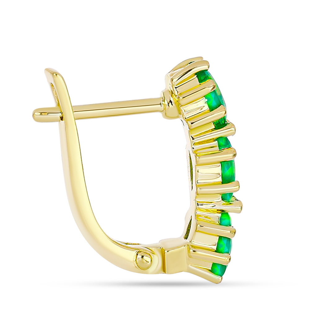 Cercei din Argint 925 Placat cu Aur ( 2.88 grame ) cu Opal Verde Etiopian Lega Dembi 0.96 Carate 4 