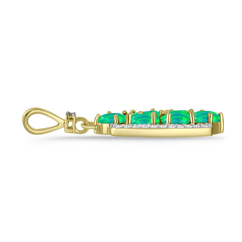 Pandantiv din Argint 925 Placat cu Aur ( 2.03 grame ) cu Opal Verde Etiopian Lega Dembi și Topaz Alb 1.41 Carate 2 