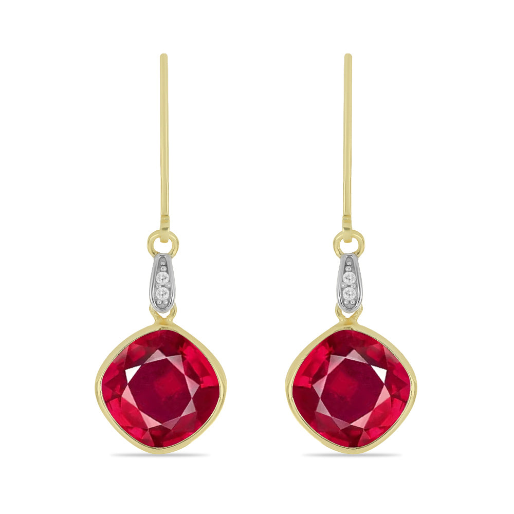 Cercei din Argint 925 Placat cu Aur ( 1.71 grame ) cu Rubin Malagasy Clasa ”AAA” și Topaz Alb 12.42 Carate 1 