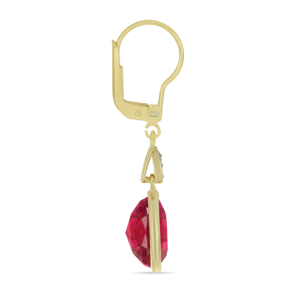 Cercei din Argint 925 Placat cu Aur ( 1.71 grame ) cu Rubin Malagasy Clasa ”AAA” și Topaz Alb 12.42 Carate 2 