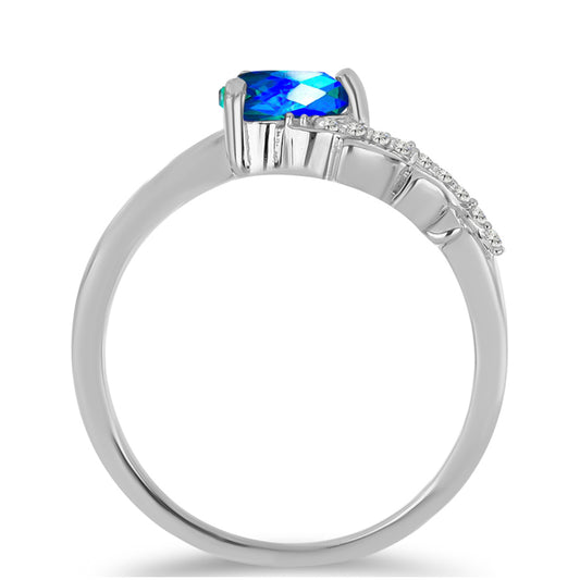 Inel din Argint 925 ( 2.18 grame ) cu Cuarț Păun și Topaz Alb 0.8 Carate