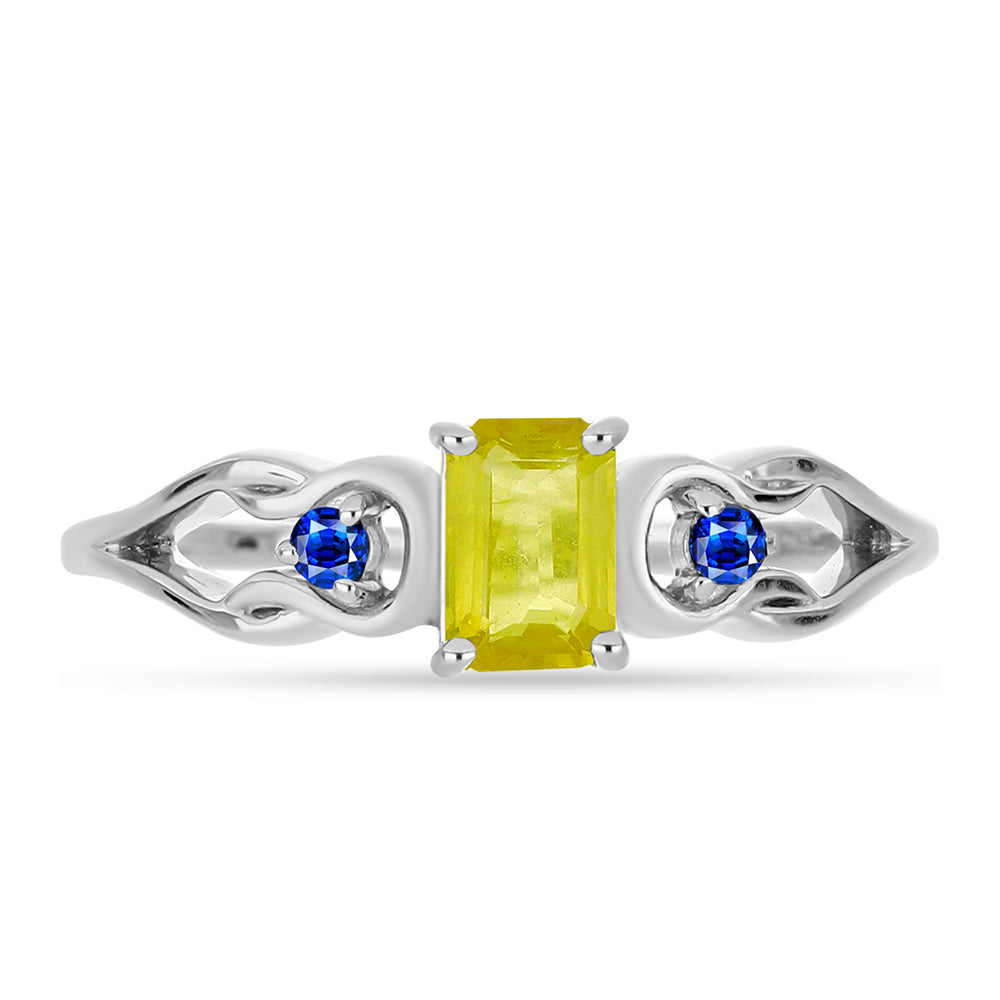 Inel din Argint 925 ( 2.22 grame ) cu Safir Galben și Safir Albastru Australian 0.74 Carate 1 
