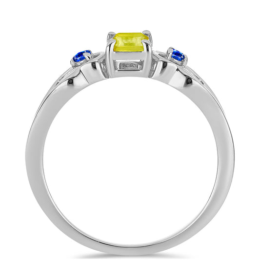 Inel din Argint 925 ( 2.22 grame ) cu Safir Galben și Safir Albastru Australian 0.74 Carate