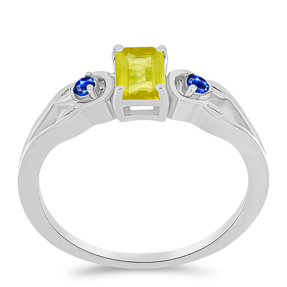 Inel din Argint 925 ( 2.22 grame ) cu Safir Galben și Safir Albastru Australian 0.74 Carate 3 
