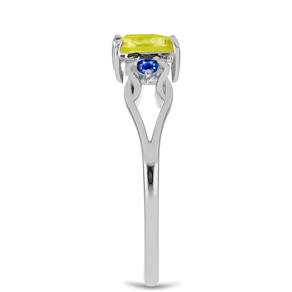 Inel din Argint 925 ( 2.22 grame ) cu Safir Galben și Safir Albastru Australian 0.74 Carate 4 