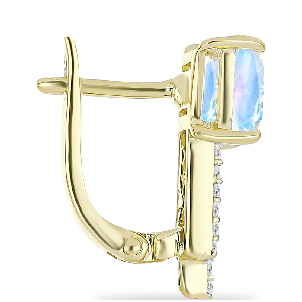 Cercei din Argint 925 Placat cu Aur ( 3.41 grame ) cu Piatra Lunii Curcubeu și Topaz Alb 2.44 Carate 2 