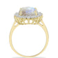 Inel din Argint 925 Placat cu Aur ( 3.52 grame ) cu Piatra Lunii Curcubeu și Topaz Alb 5.25 Carate