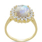 Inel din Argint 925 Placat cu Aur ( 3.52 grame ) cu Piatra Lunii Curcubeu și Topaz Alb 5.25 Carate