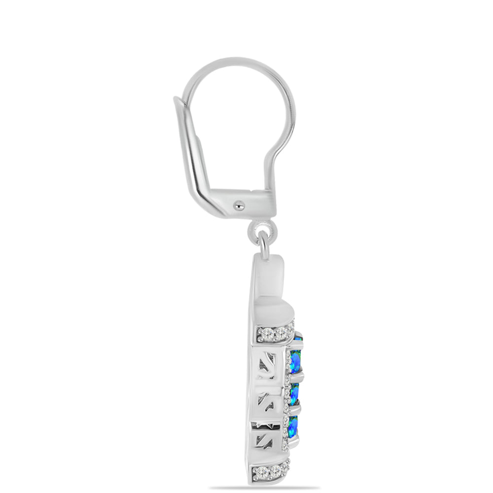 Cercei din Argint 925 ( 4.46 grame ) cu Cuarț Păun și Topaz Alb 1.28 Carate 2 