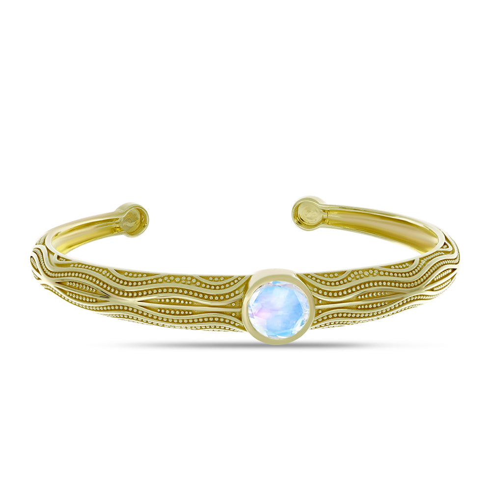 Brățară din Argint 925 Placat cu Aur ( 16.07 grame ) cu Piatra Lunii Curcubeu 3.13 Carate 1 