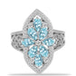 Inel din Argint 925 ( 4.68 grame ) cu Apatit Albastru ca Cerul și Topaz Alb 2.26 Carate