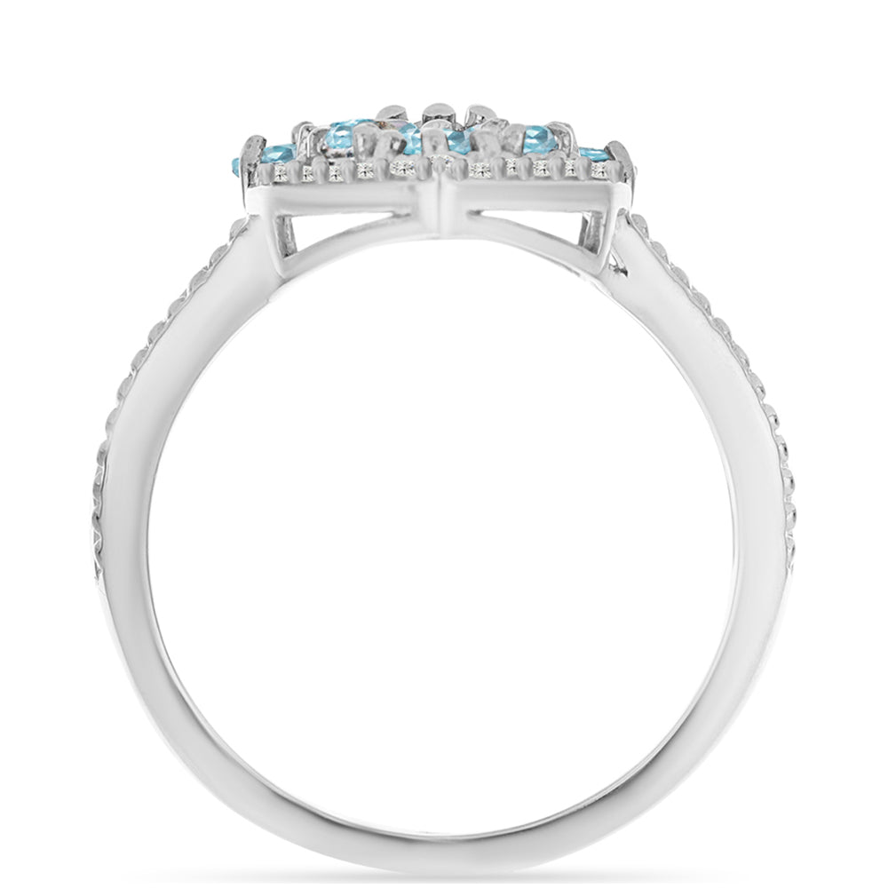 Inel din Argint 925 ( 4.68 grame ) cu Apatit Albastru ca Cerul și Topaz Alb 2.26 Carate
