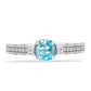 Inel din Argint 925 ( 2.7 grame ) cu Apatit Albastru ca Cerul și Topaz Alb 1.06 Carate