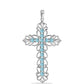 Cruce Pandantiv din Argint 925 ( 3.8 grame ) cu Apatit Albastru ca Cerul și Topaz Alb 1.59 Carate