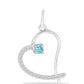 Pandantiv din Argint 925 ( 1.25 grame ) cu Apatit Albastru ca Cerul și Topaz Alb 0.3 Carate