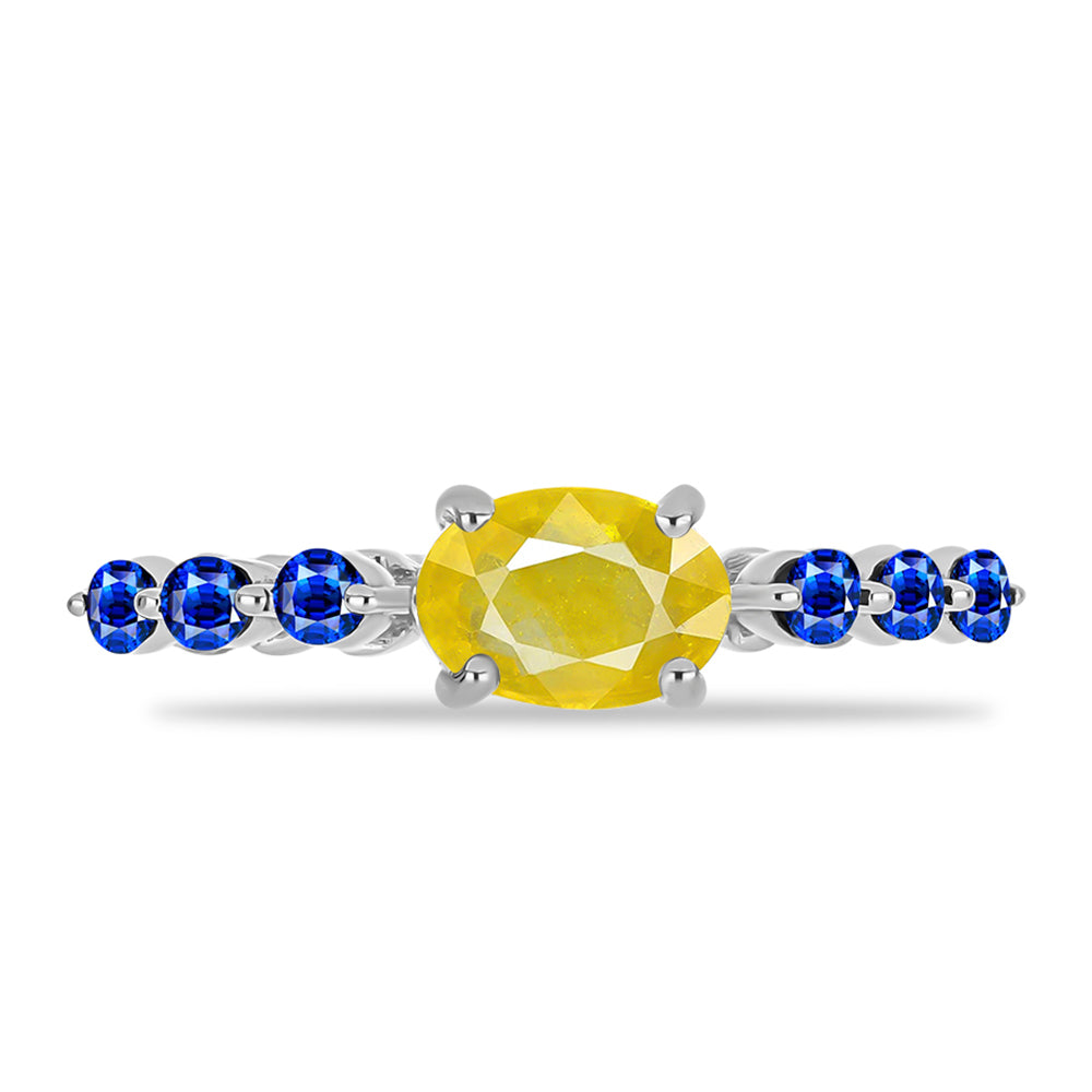 Inel din Argint 925 ( 1.78 grame ) cu Safir Galben și Safir Albastru Australian 1.22 Carate 1 