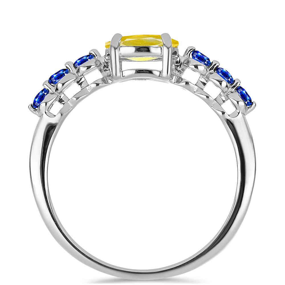 Inel din Argint 925 ( 1.78 grame ) cu Safir Galben și Safir Albastru Australian 1.22 Carate 2 