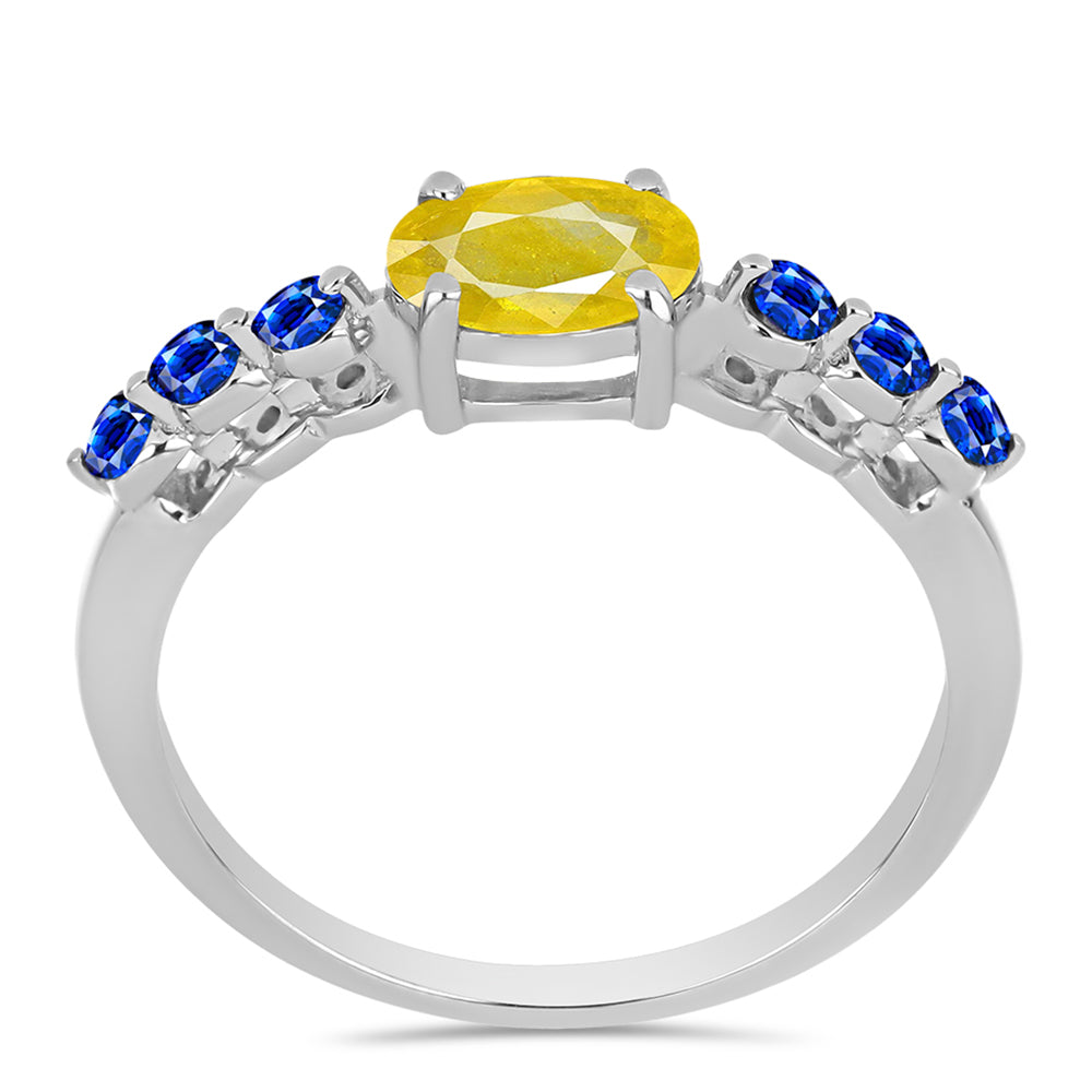 Inel din Argint 925 ( 1.78 grame ) cu Safir Galben și Safir Albastru Australian 1.22 Carate