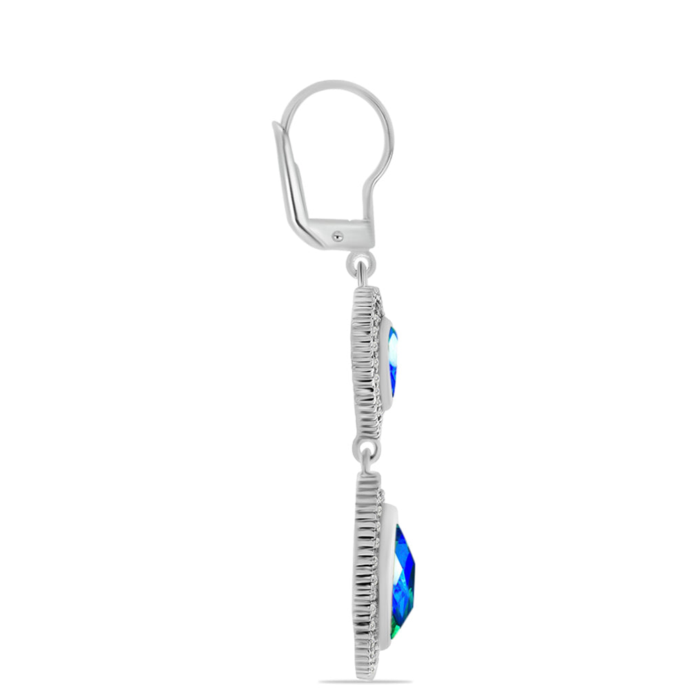 Cercei din Argint 925 ( 8.96 grame ) cu Cuarț Păun și Topaz Alb 9.86 Carate 2 