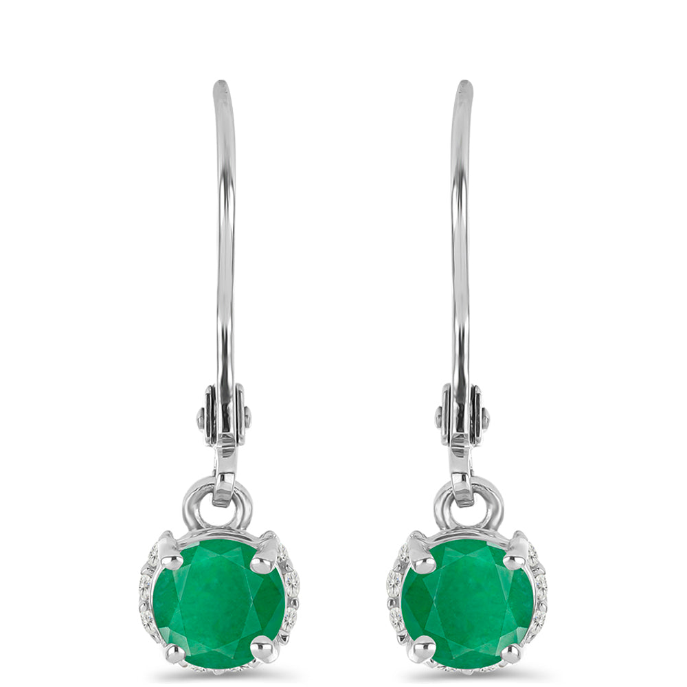 Cercei din Argint 925 ( 1.63 grame ) cu Smarald Brazilian și Topaz Alb 1.06 Carate