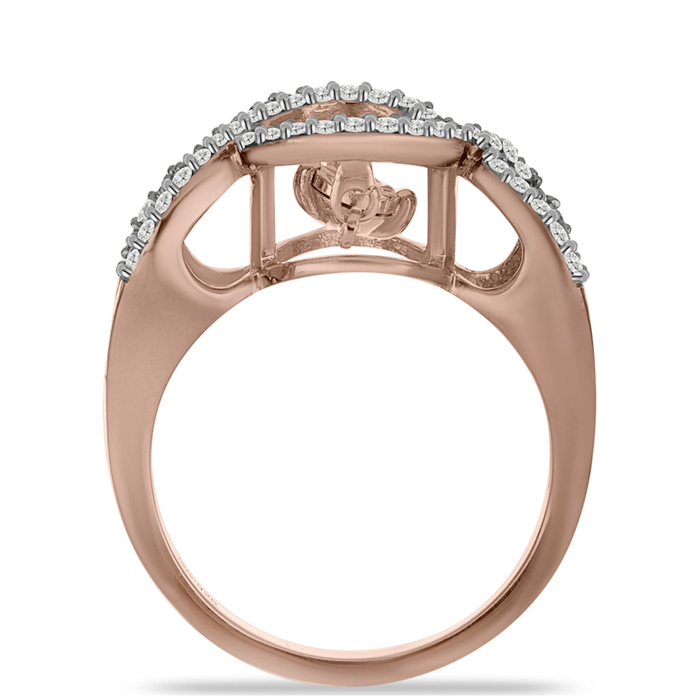 Inel din Argint 925 Placat cu Aur Roz ( 3.78 grame ) cu Diamant Dansantor Roz și Topaz Alb 0.4 Carate