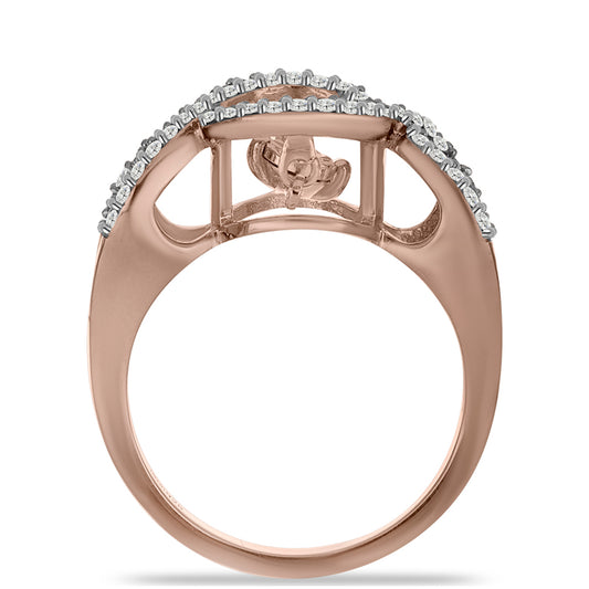 Inel din Argint 925 Placat cu Aur Roz ( 3.78 grame ) cu Diamant Dansantor Roz și Topaz Alb 0.4 Carate