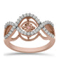 Inel din Argint 925 Placat cu Aur Roz ( 3.78 grame ) cu Diamant Dansantor Roz și Topaz Alb 0.4 Carate