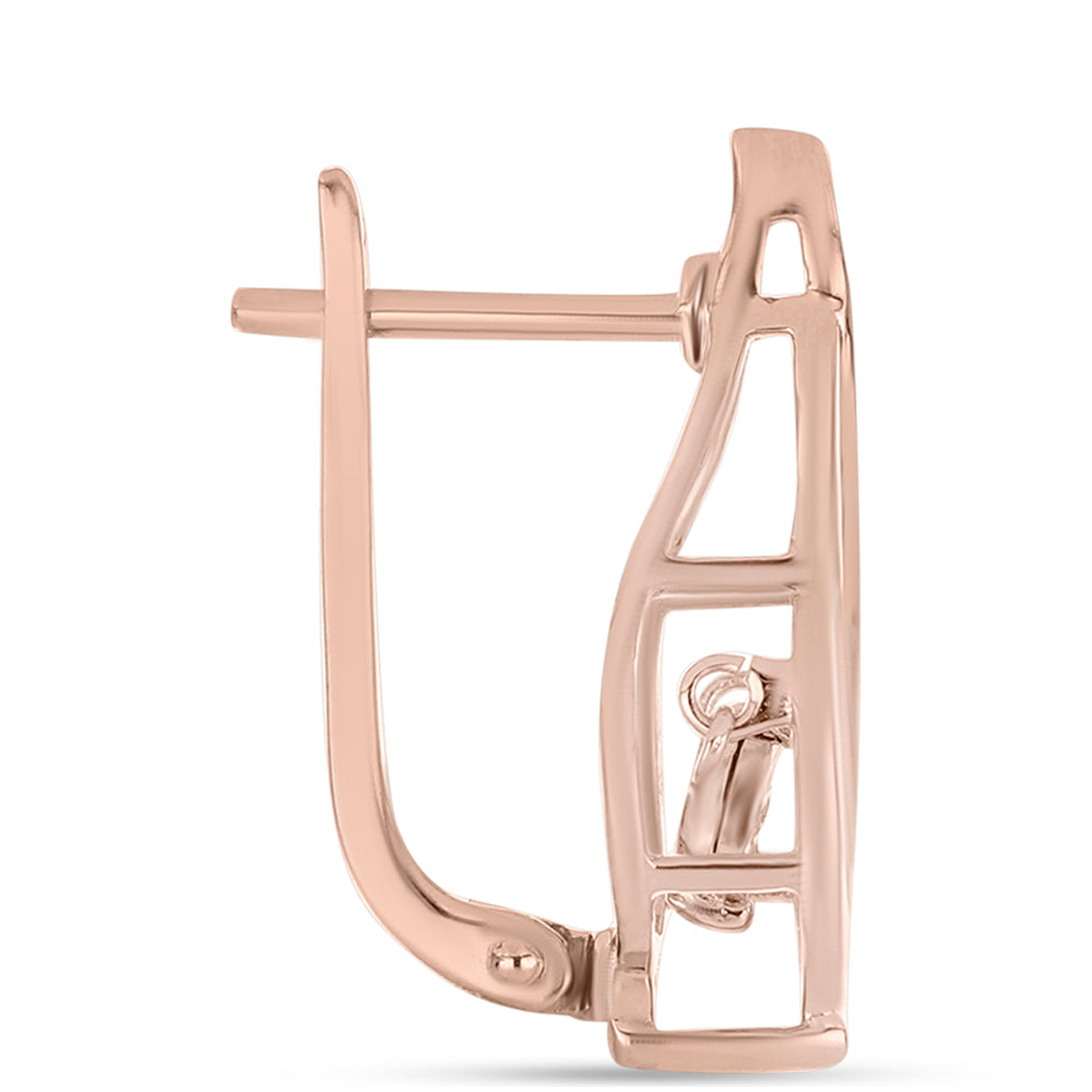 Cercei din Argint 925 Placat cu Aur Roz ( 4.52 grame ) cu Diamant Dansantor Roz 0.01 Carate