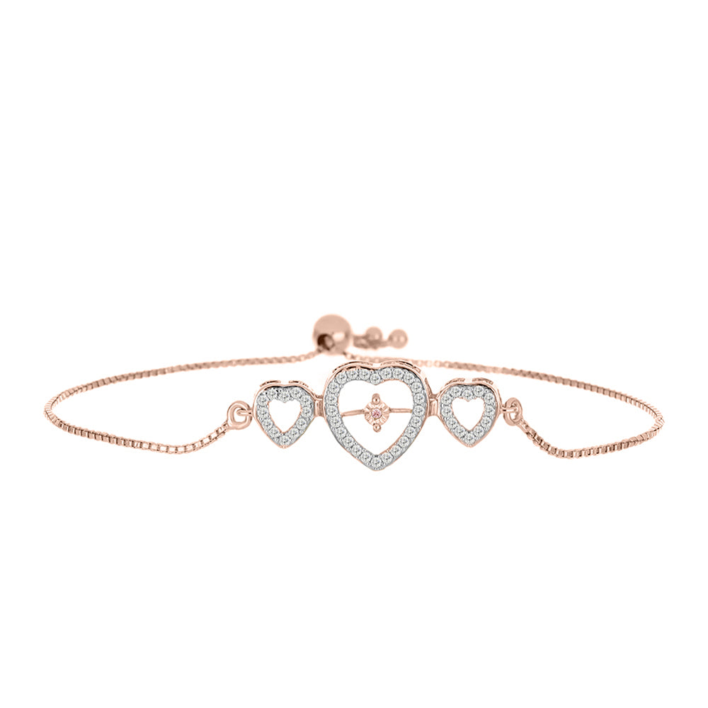 Brățară din Argint 925 Placat cu Aur Roz ( 4.01 grame ) cu Diamant Dansantor Roz și Topaz Alb 0.44 Carate