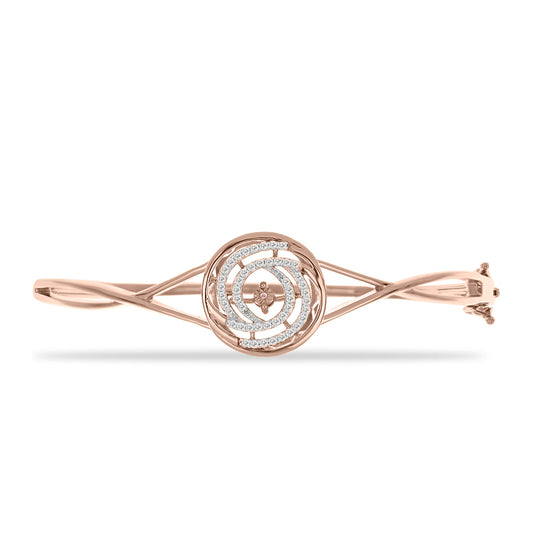 Brățară din Argint 925 Placat cu Aur Roz ( 14.43 grame ) cu Diamant Dansantor Roz și Topaz Alb 0.4 Carate