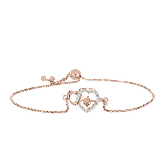 Brățară din Argint 925 Placat cu Aur Roz ( 3.16 grame ) cu Diamant Dansantor Roz și Topaz Alb 0.15 Carate