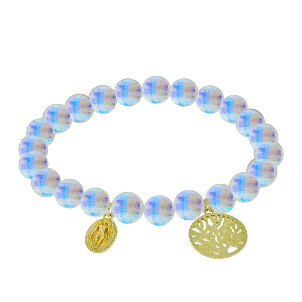 Brățară din Argint 925 Placat cu Aur ( 2.51 grame ) cu Piatra Lunii Curcubeu 90.46 Carate