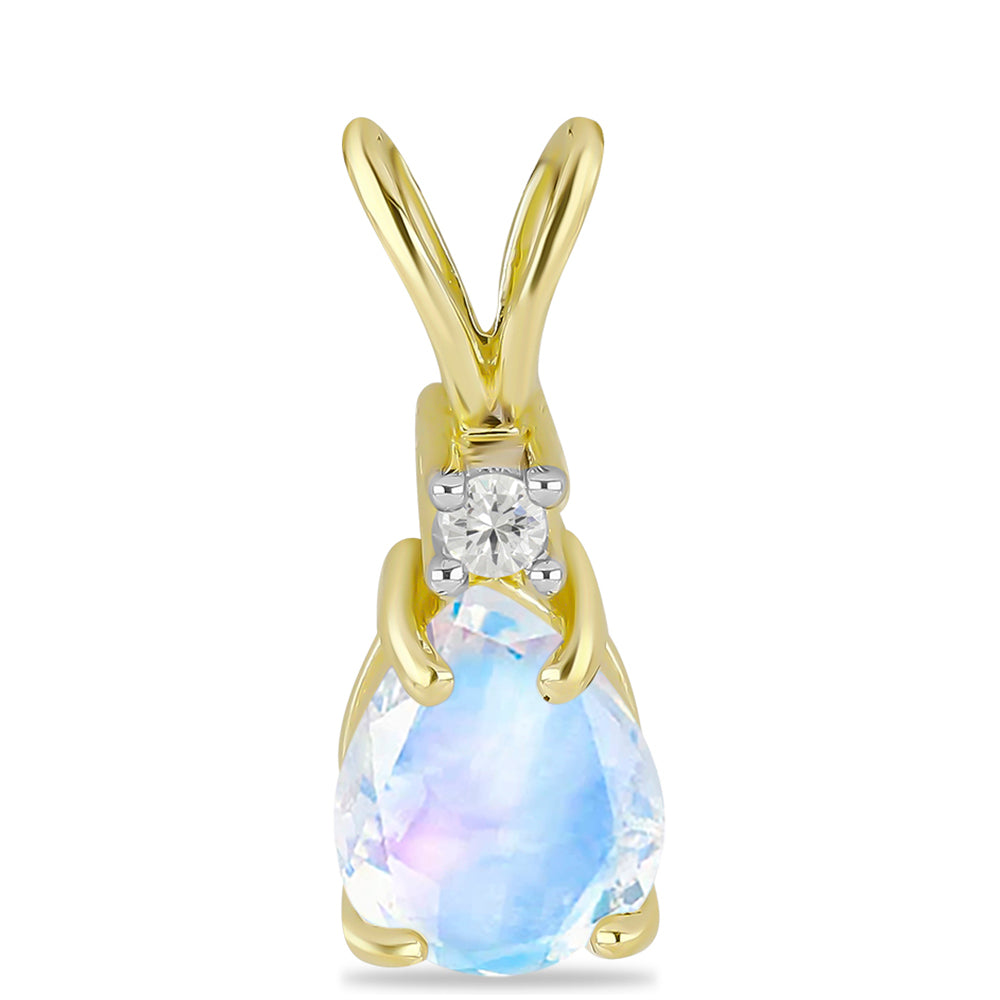 Pandantiv din Argint 925 Placat cu Aur ( 0.67 grame ) cu Piatra Lunii Curcubeu și Topaz Alb 1.01 Carate