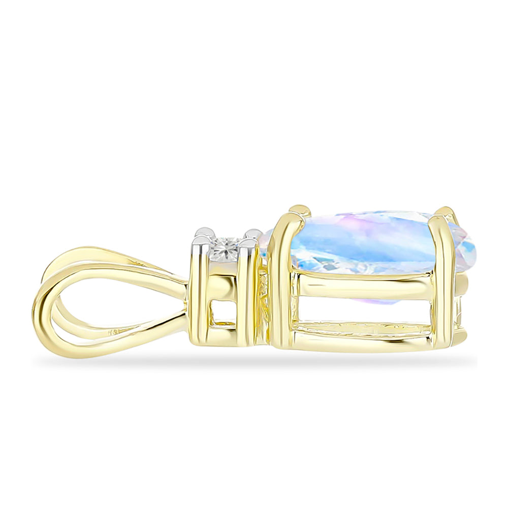 Pandantiv din Argint 925 Placat cu Aur ( 0.67 grame ) cu Piatra Lunii Curcubeu și Topaz Alb 1.01 Carate 2 