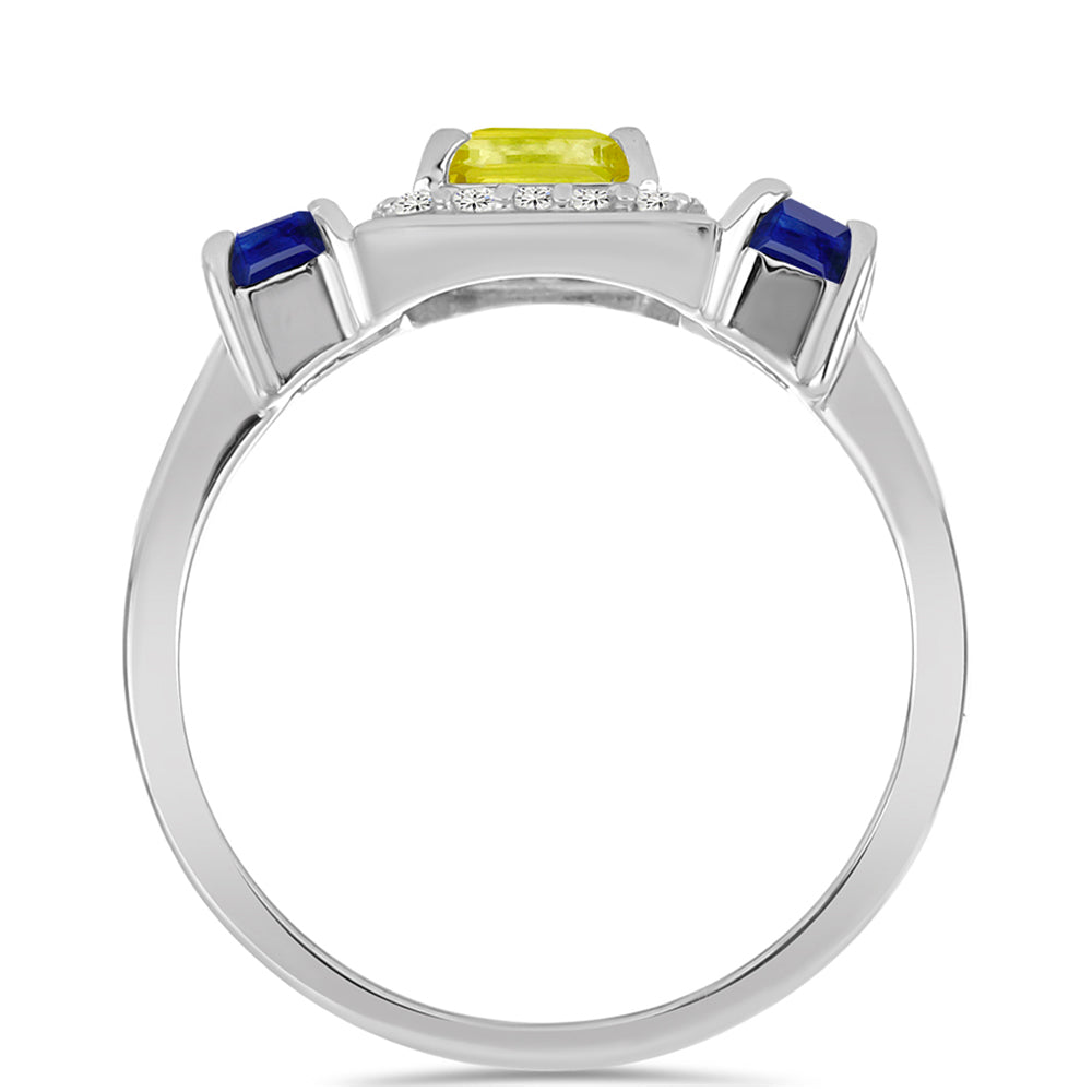 Inel din Argint 925 ( 2.73 grame ) cu Safir Galben și Safir Albastru Australian 2.2 Carate
