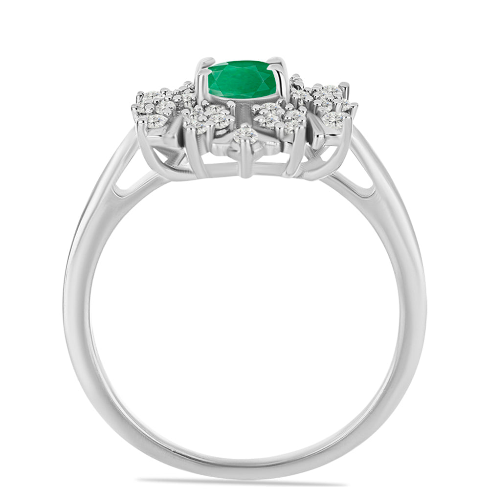 Inel din Argint 925 ( 3.71 grame ) cu Smarald Brazilian și Topaz Alb 0.89 Carate