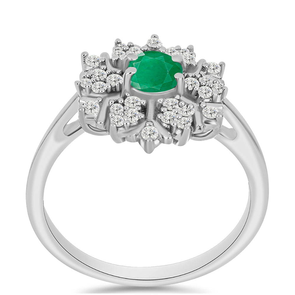 Inel din Argint 925 ( 3.71 grame ) cu Smarald Brazilian și Topaz Alb 0.89 Carate