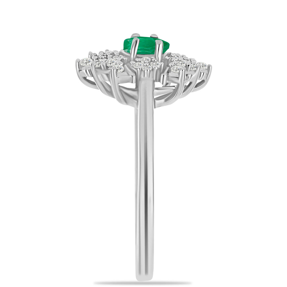 Inel din Argint 925 ( 3.71 grame ) cu Smarald Brazilian și Topaz Alb 0.89 Carate 4 